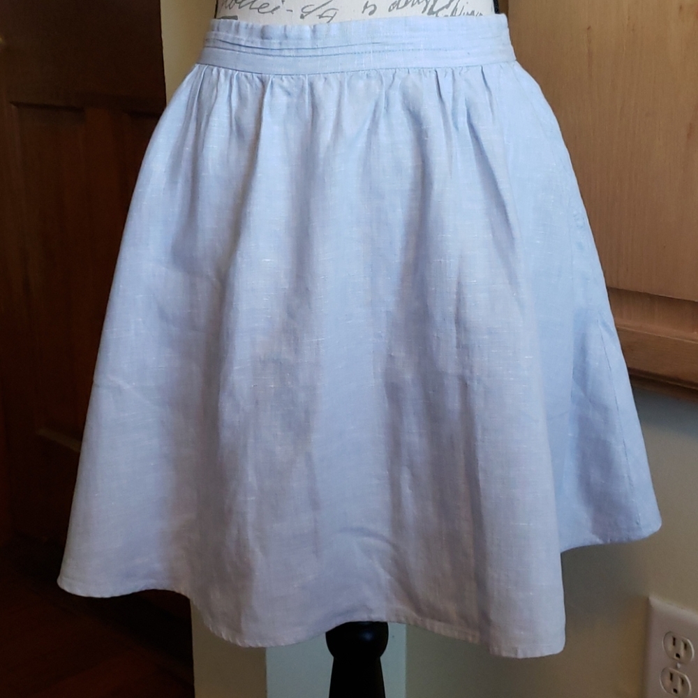 Joie Sz. S Kaylea Blue Linen Fit and Flare Skater Knee Length Skirt